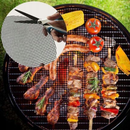 BBQ Grillmatte non-stick Ø 40 cm - Mesh Heavy Duty Gjenbrukbar