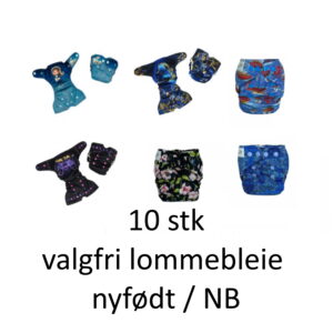 10 stk valgfri lommebleie - One Size / OS - tøybleier startpakke